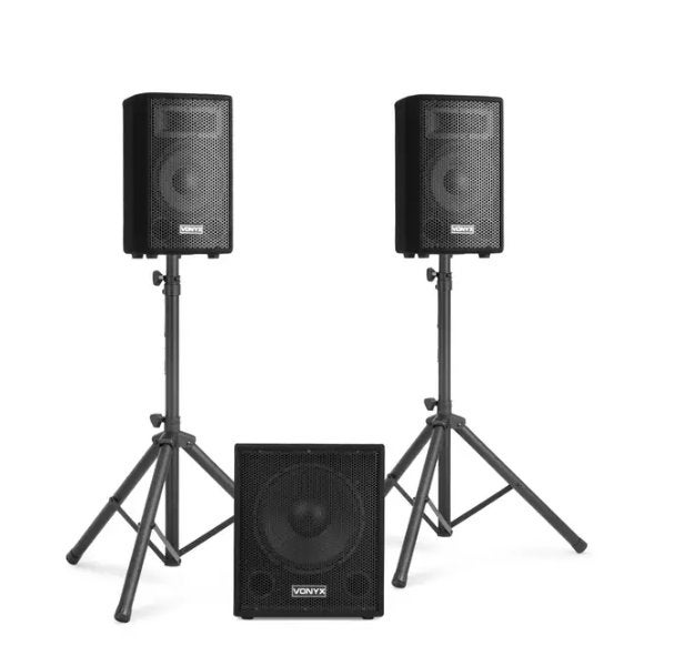 Vonyx VX1015BT Actieve PA Set met Bluetooth en USB/SD, Ophalen, Zo goed als nieuw, 500 tot 1000 watt, P.A.