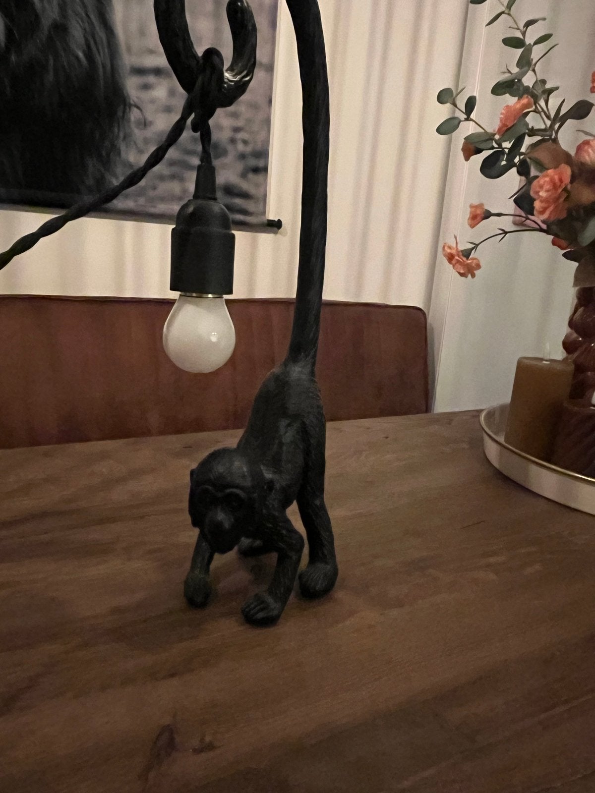 Leuke apen lamp - Unieke tafellamp in de vorm van een aap, Overige merken, Gebruikt, Kunststof, Zwart
