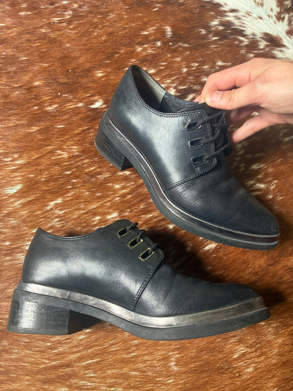 Leren veterschoenen van What For - Zo goed als nieuw, Kleding | Dames, Ophalen of Verzenden, Zo goed als nieuw, Zwart, Overige typen