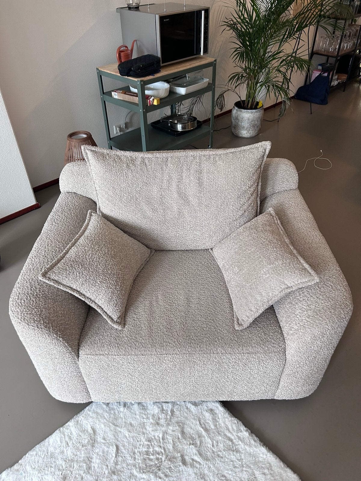 Comfortabele fauteuil/loveseat beige - Zo goed als nieuw, Ophalen, Overige kleuren, Zo goed als nieuw, Eén