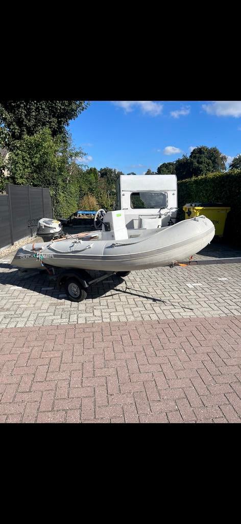 Rubberboot met 8 pk Honda buitenboordmotor, vaarklaar, Ophalen of Verzenden, Zo goed als nieuw, Buitenboordmotor