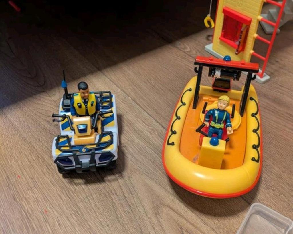 Brandweerman Sam helikopter, boot en Quat., Ophalen of Verzenden, Zo goed als nieuw