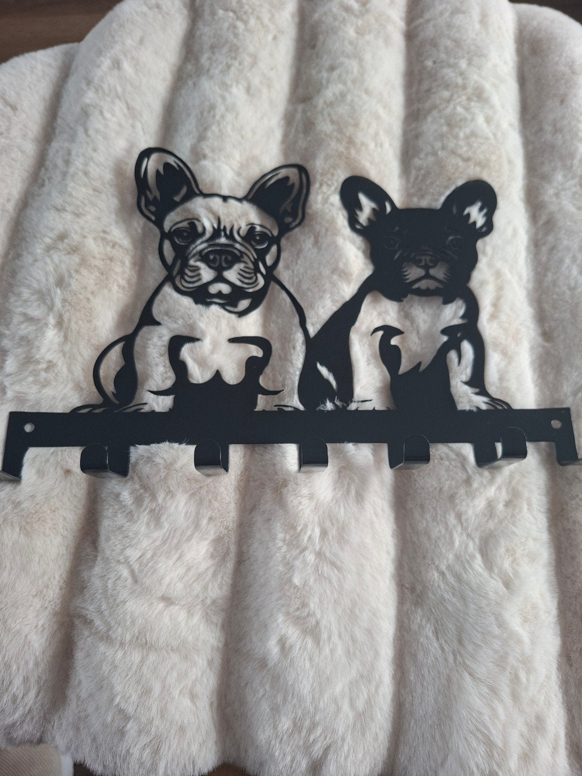 Wandkapstok Franse Bulldogs - Zwart Metaal, Wandkapstok, Nieuw, Ophalen of Verzenden, Minder dan 100 cm