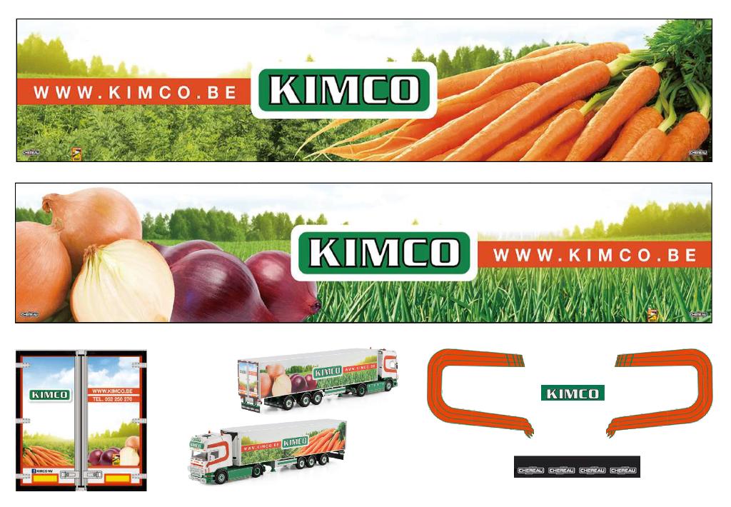 Vrachtauto decal 1:50 Kimco groenten, Hobby en Vrije tijd, Modelauto's | 1:50, Verzenden, Nieuw, Bus of Vrachtwagen, Overige merken