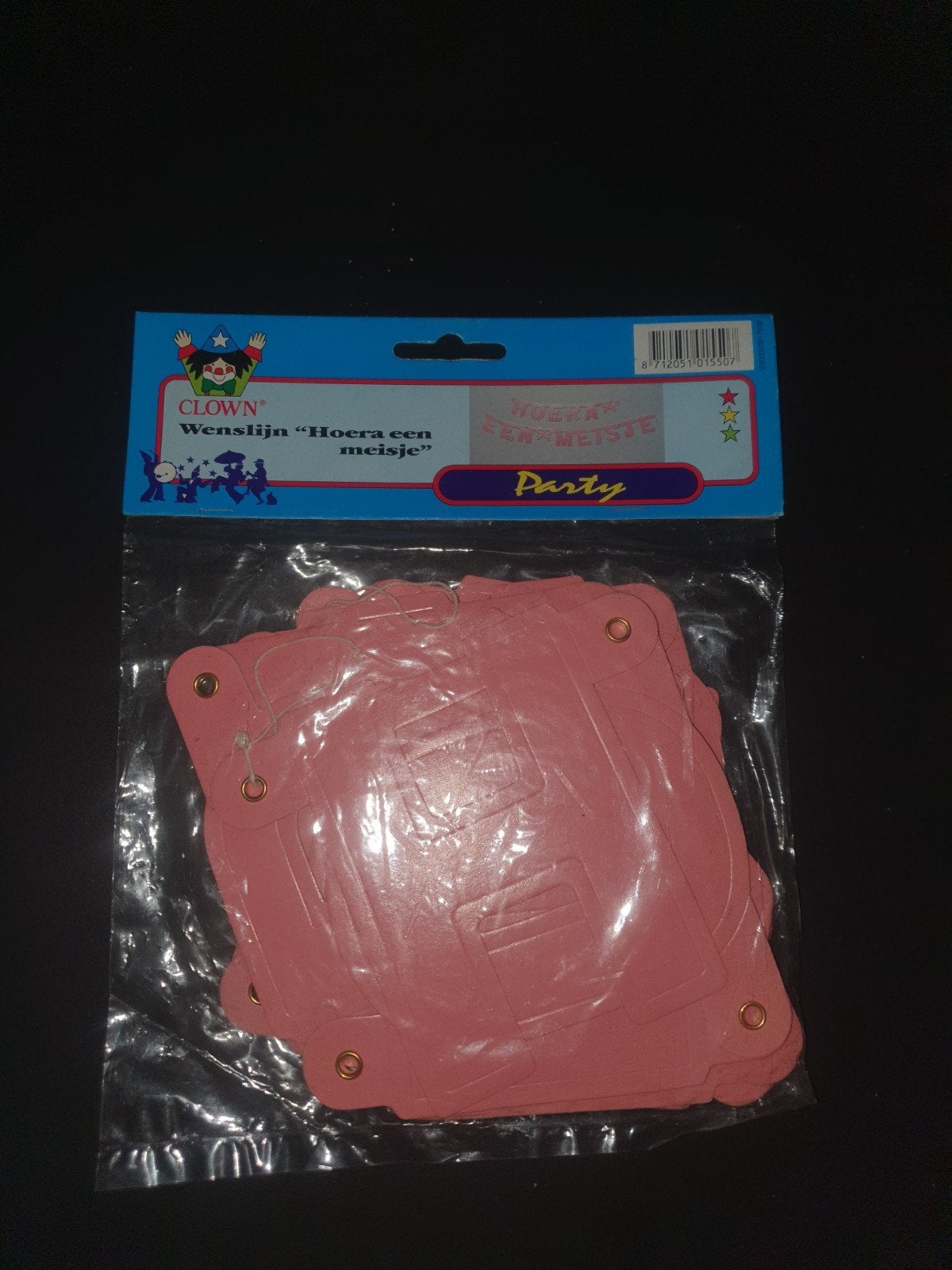 Nieuwe kartonnen slinger "Hoera een meisje", Hobby en Vrije tijd, Feestartikelen, Ophalen of Verzenden, Nieuw, Versiering, Geboorte of Huwelijk