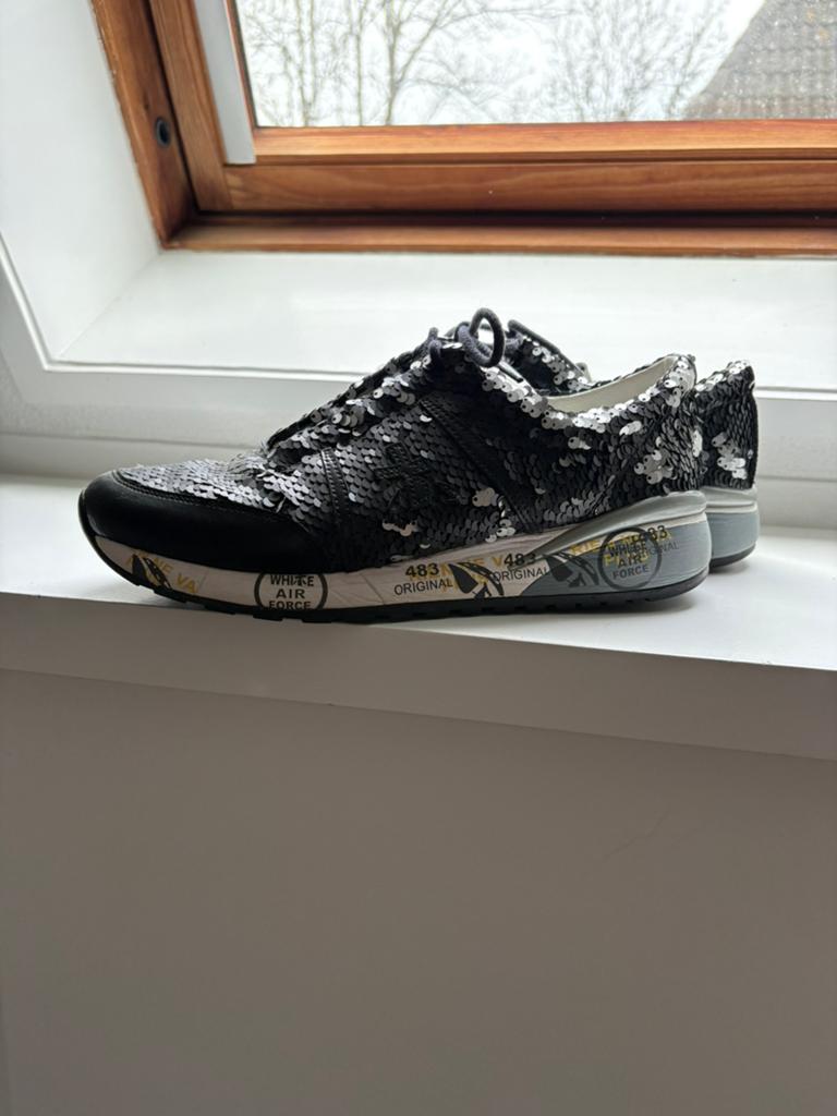 Zwarte Premiata sneakers, maat 39, Ophalen of Verzenden, Zo goed als nieuw, Zwart, Sneakers of Gympen