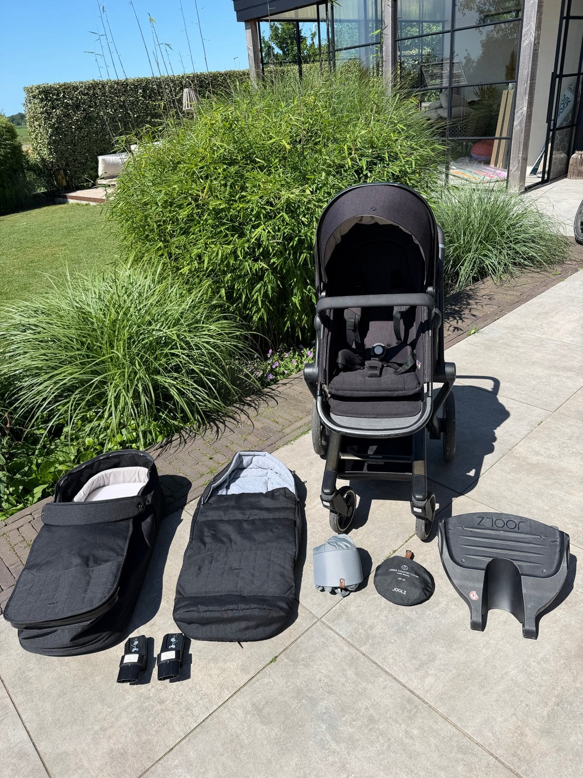 Joolz Day+ Complete set Brilliant Black met accessoires, Combiwagen, Ophalen, Overige merken, Verstelbare duwstang