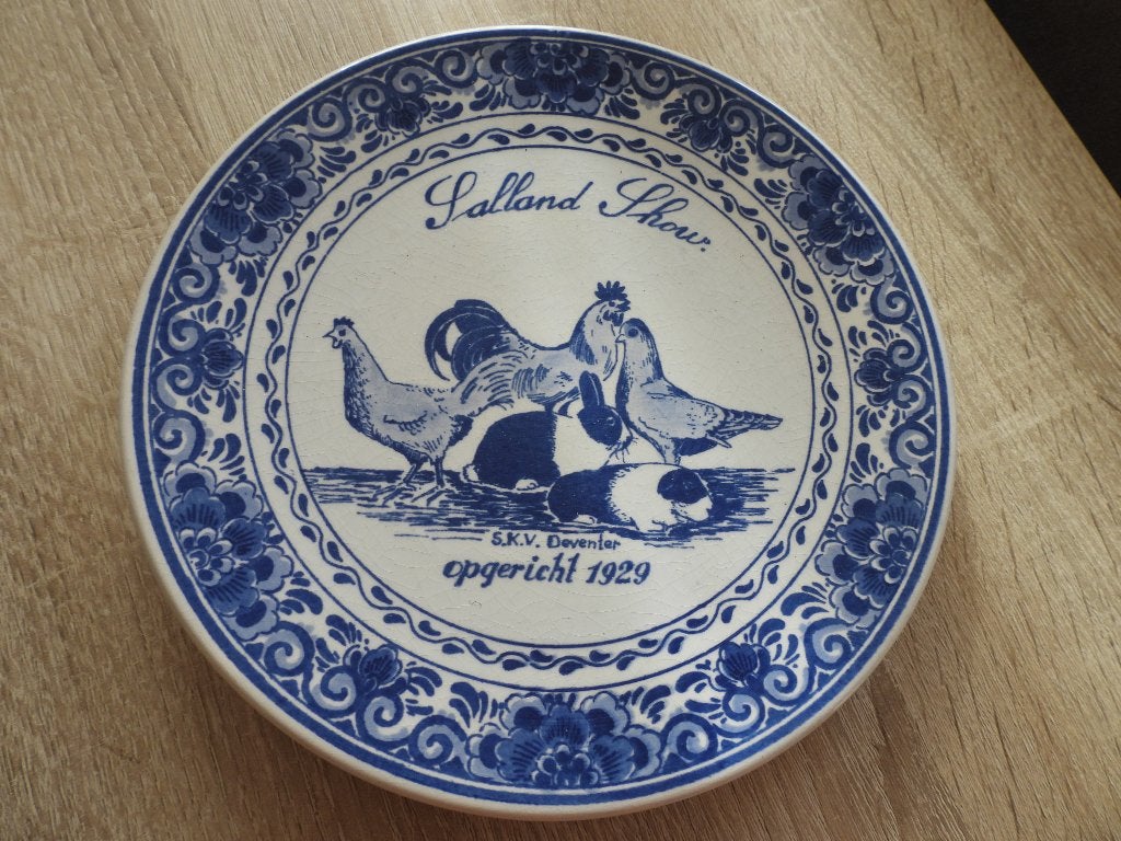 Delfts Blauw Sierbord 'Salland Show opgericht 1929', Ophalen of Verzenden