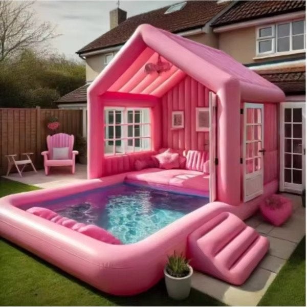 Opblaasbaar Zwembad Huis met Waterbed en Sofa, 120 cm of meer, Verzenden, Opblaaszwembad, 400 cm of meer