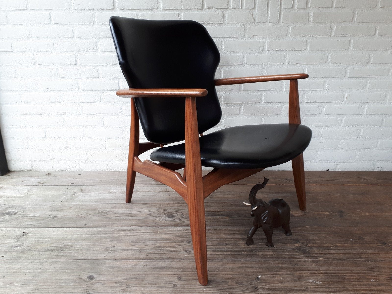 Vintage retro fauteuil Louis van Teeffelen Webe Tolga j 60, Ophalen, Gebruikt, Vintage retro jaren 60 Design Mid Century., Leer