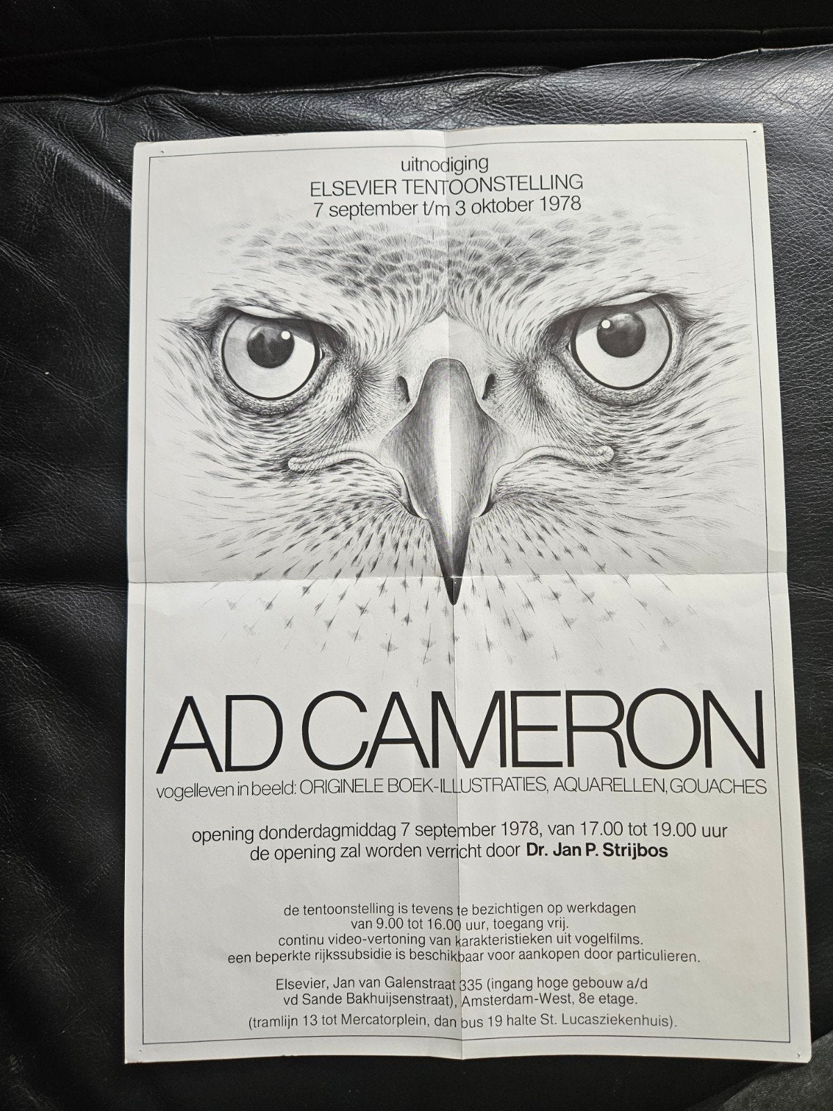 Originele vintage expositieposter Ad Cameron 1978 – Vogels, Ophalen of Verzenden, A1 t/m A3, Dier of Natuur, Rechthoekig Staand