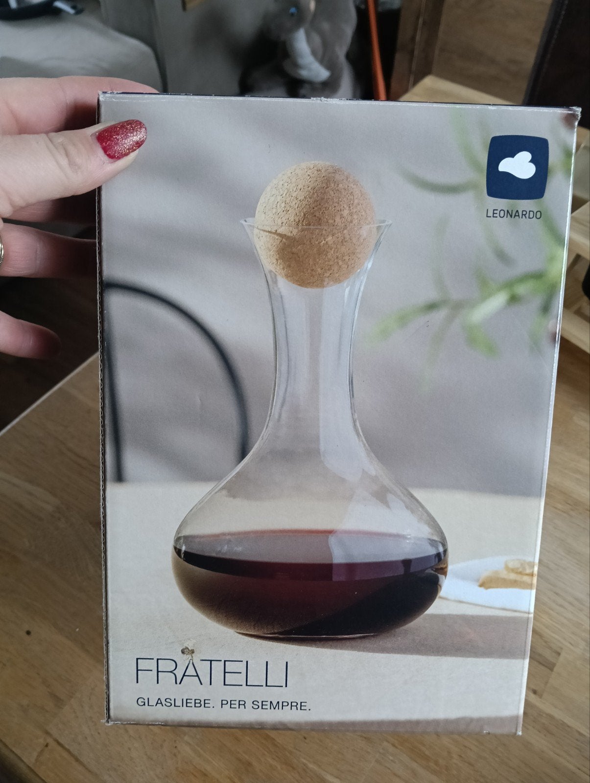 Leonardo Fratelli Wijnkaraf met kurkstop, Ophalen of Verzenden, Nieuw, Transparant, Glas