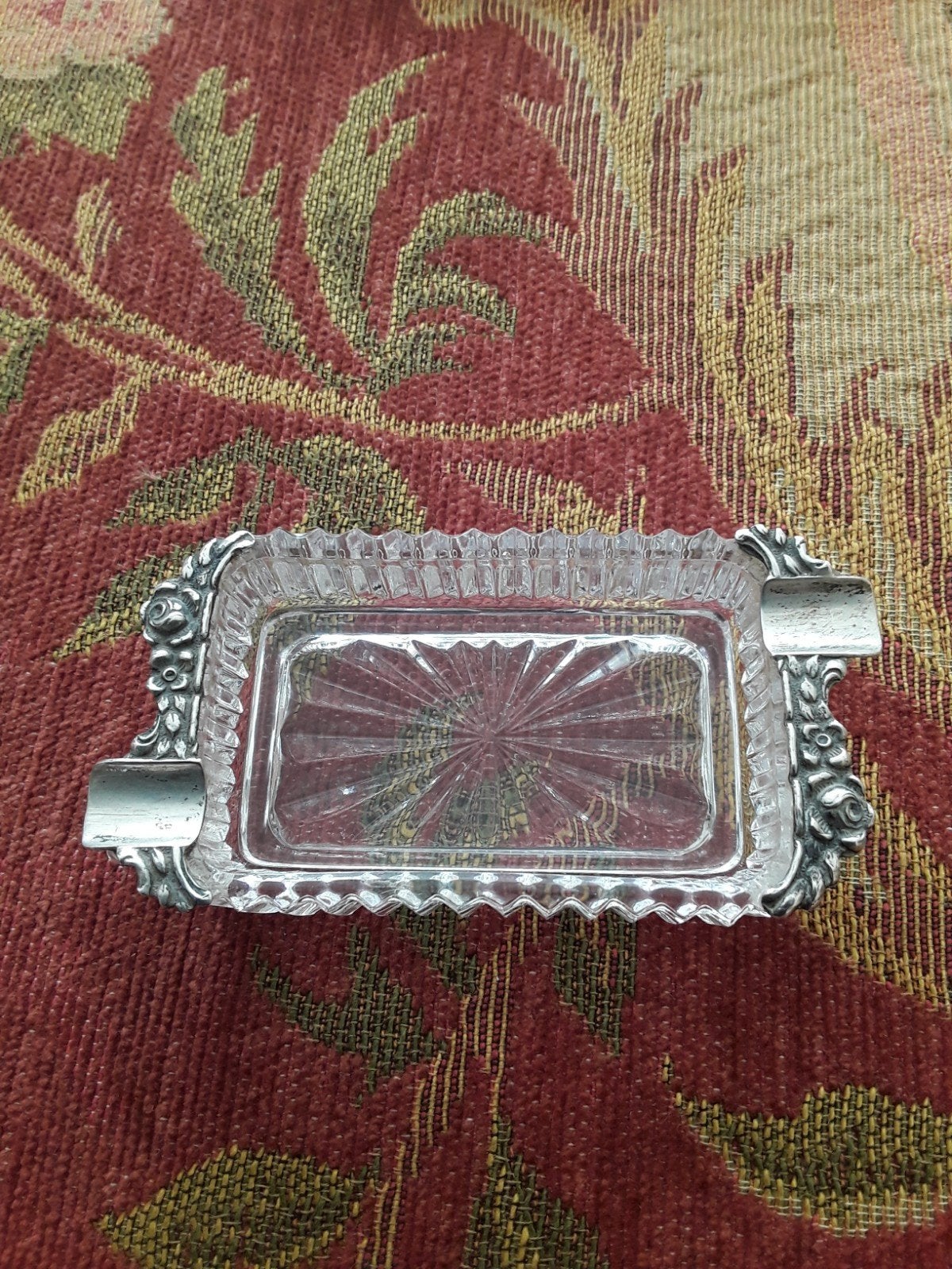 Vintage kristallen asbak met 835 echt zilver montuur, Antiek en Kunst, Ophalen of Verzenden