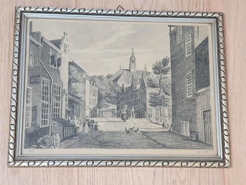 Orig tek gezichtnieuwe kerk Den Haag Kranestraat W d M  1780, Ophalen
