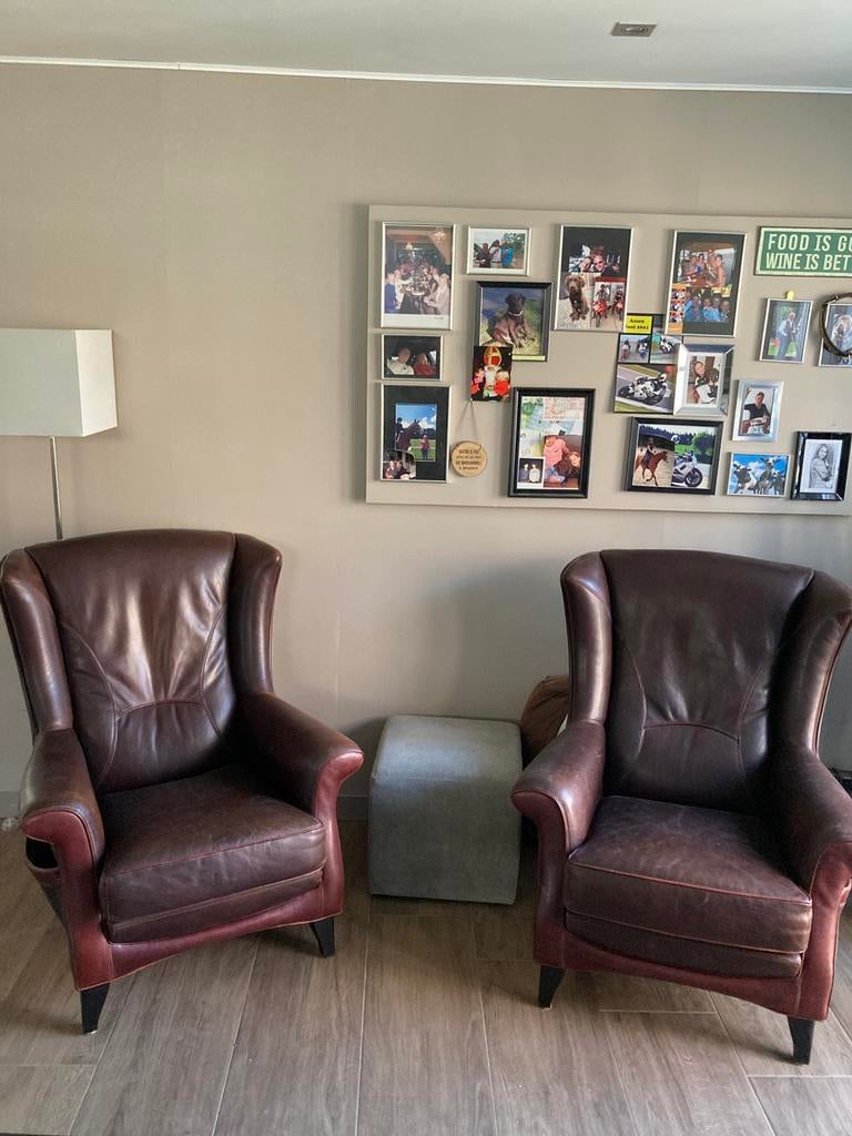 Twee Mol en Geurts tuiglederen fauteuils, Ophalen, Klassiek tijdloos, Leer, Zo goed als nieuw