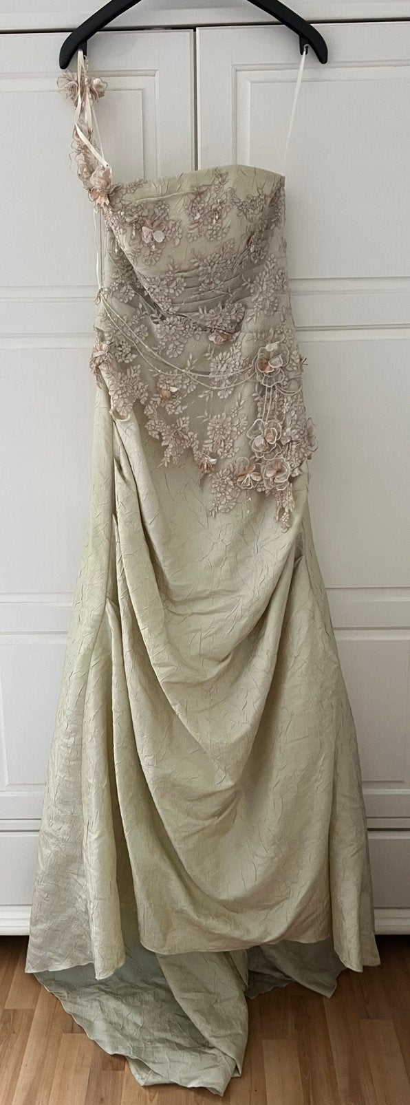 Trouwjurk Pronovias, champagnekleur, maat 36 met sluier, Ophalen, Zo goed als nieuw, Overige kleuren, Trouwjurk