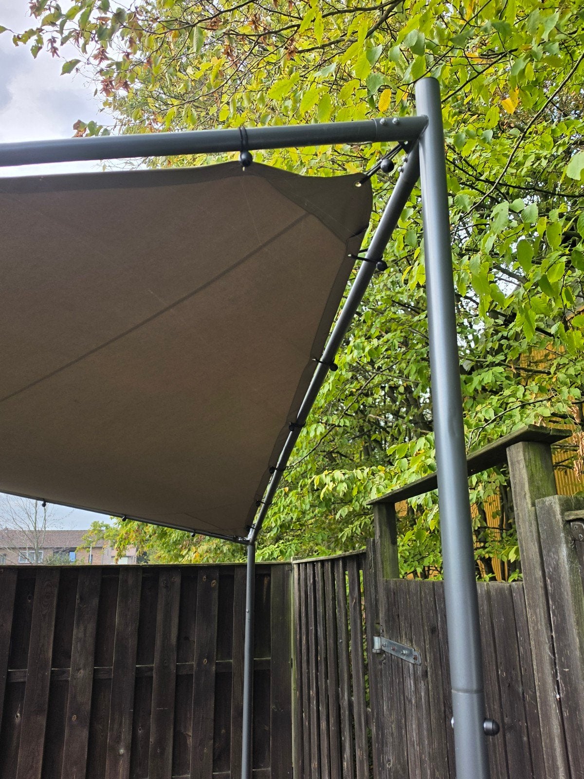 Pagola ecru met antraciet frame 3x3 - Zo goed als nieuw, Tuin en Terras, Ophalen of Verzenden, Zo goed als nieuw, Tuinpaviljoen