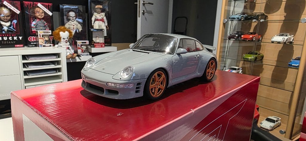 Porsche Ruf Turbo R silver 1/18 Gt-Spirit, Hobby en Vrije tijd, Modelauto's | 1:18, Ophalen of Verzenden, Zo goed als nieuw, Auto