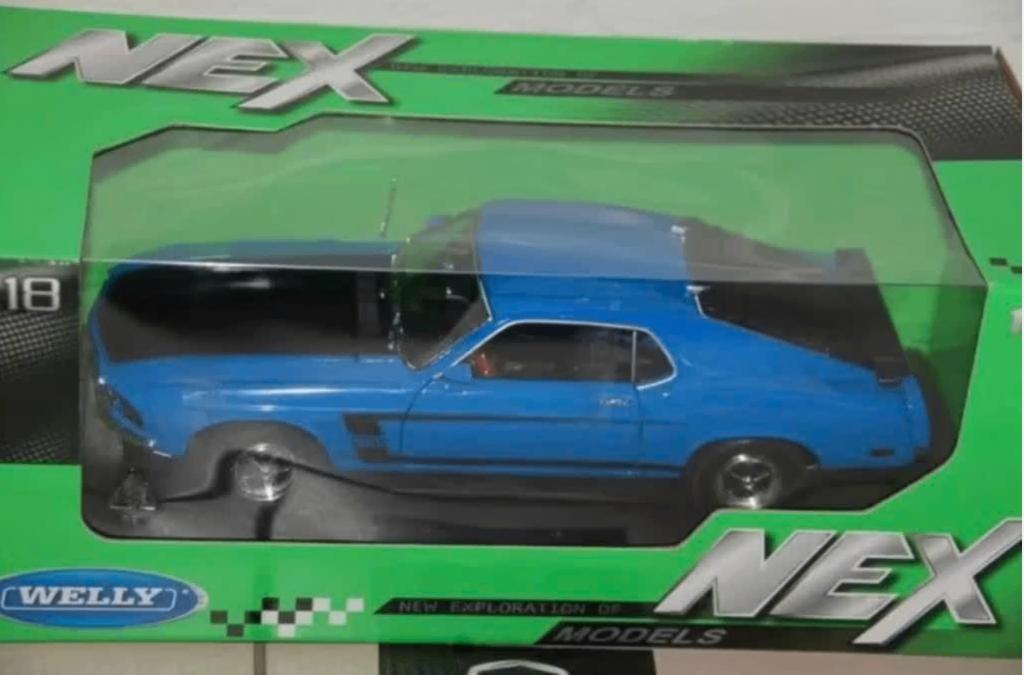 1:18 FORD MUSTANG COUPE 1969 blue Welly in box WRH, Verzenden, Zo goed als nieuw, Auto, Welly