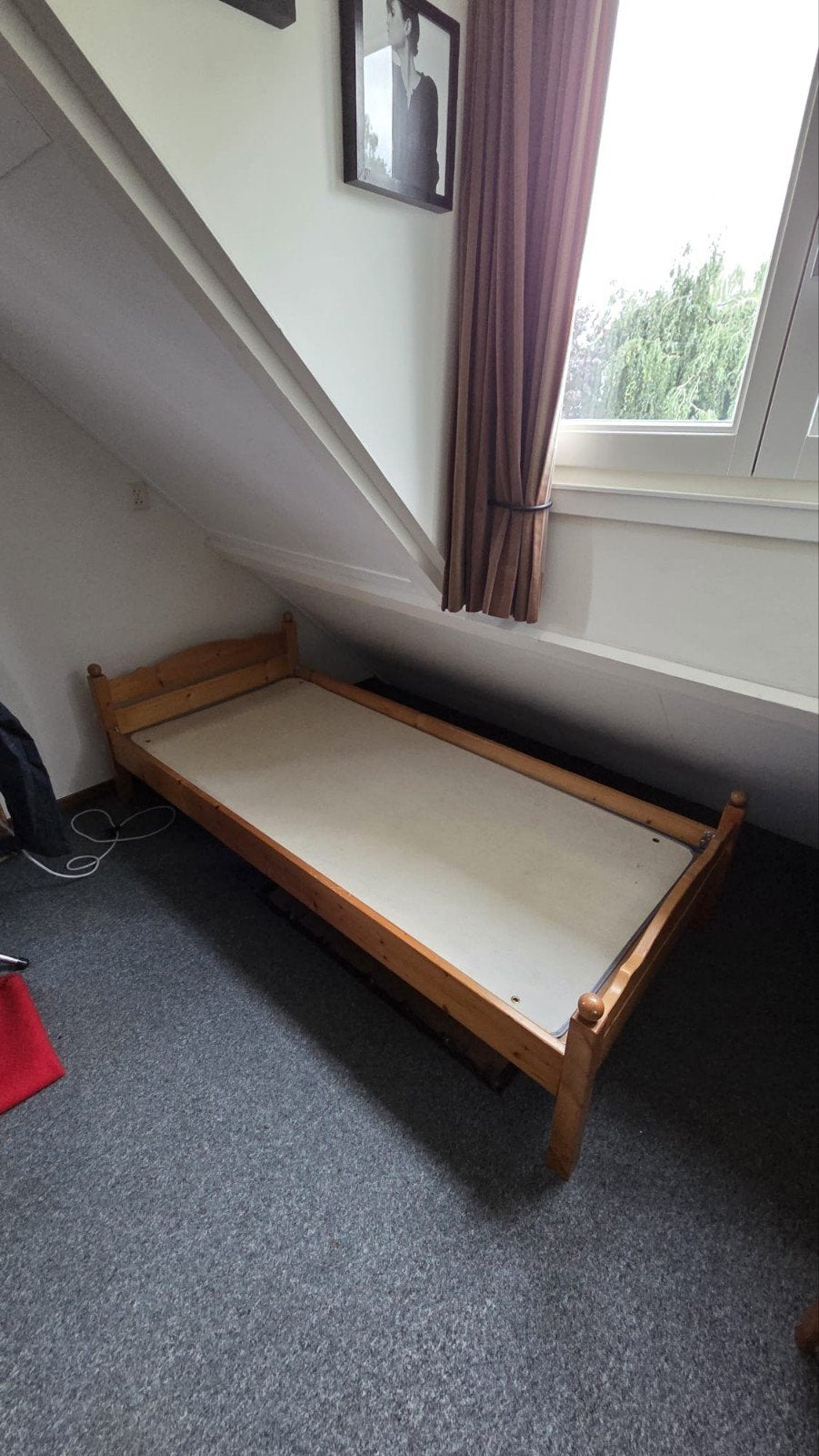 Gratis houten eenpersoonsbed, Ophalen, Gebruikt, 200 cm, Eenpersoons