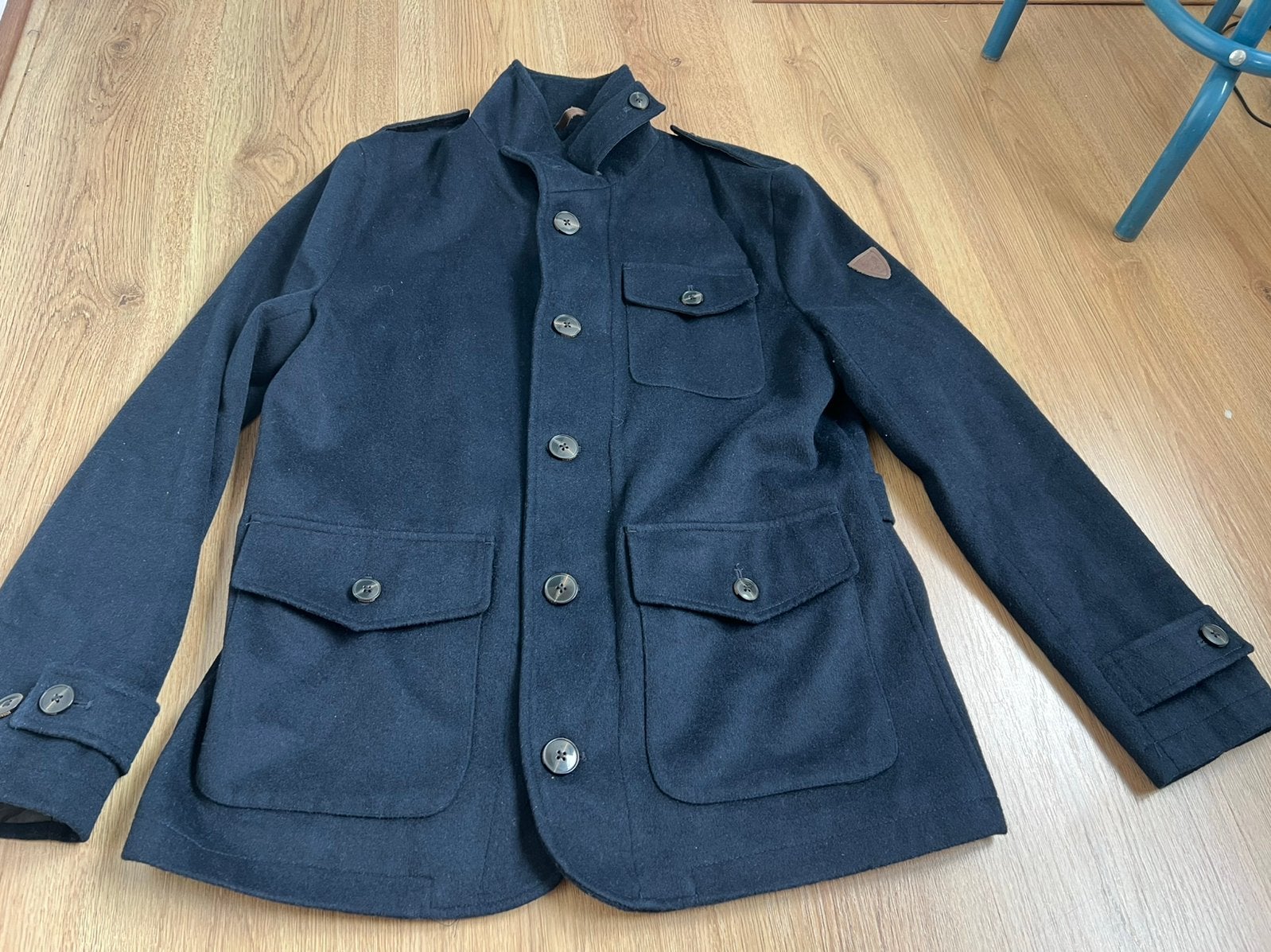 Geisswein donkerblauw wol wollen jas 48, Ophalen of Verzenden, Zo goed als nieuw, X, Maat 48/50 (M)