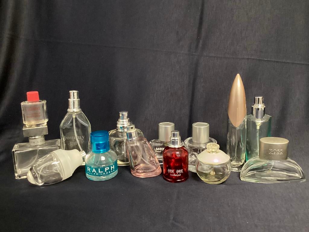 14 lege Parfumflesjes uit de jaren 90, bekende merken, Verzamelen, Ophalen, Gebruikt, Parfumfles