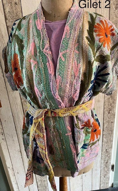 Vintage stoffen gilets, gilet, bodywarmer, jasje, jas, uniek, Overige kleuren, Maat 42/44 (L), Nieuw, Ophalen of Verzenden