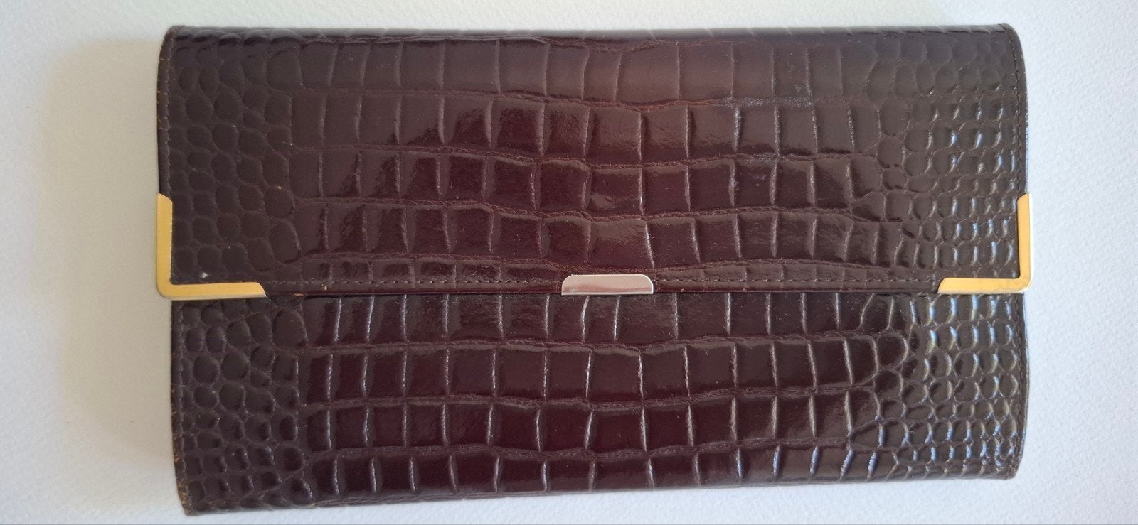 @echt leer luxe oude portemonnee 19,5cm x 11cm@, Ophalen of Verzenden, Bruin, Leer