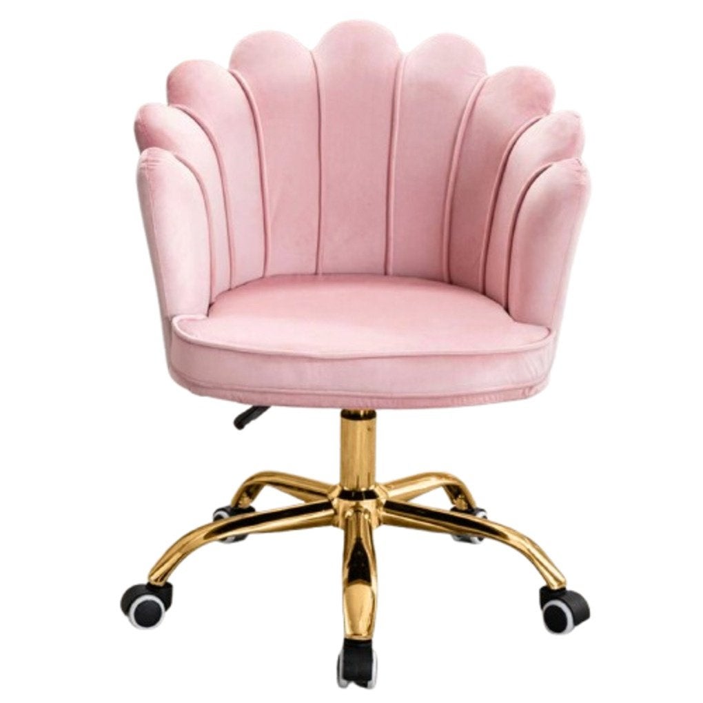 Russle roze velvet schelp bureaustoel goud frame als nieuw, Huis en Inrichting, Bureaustoelen, Ophalen, Zo goed als nieuw, Roze