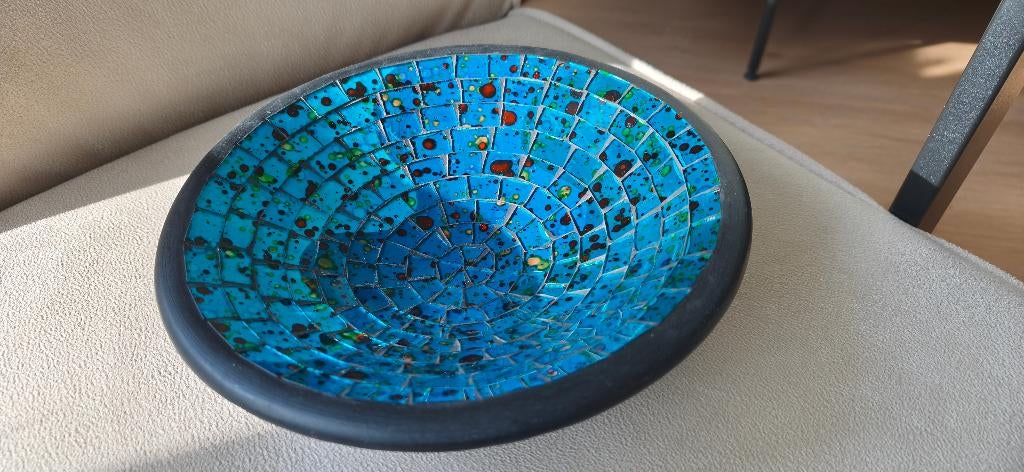 Blauw glazen/keramieken schaal, Ophalen of Verzenden