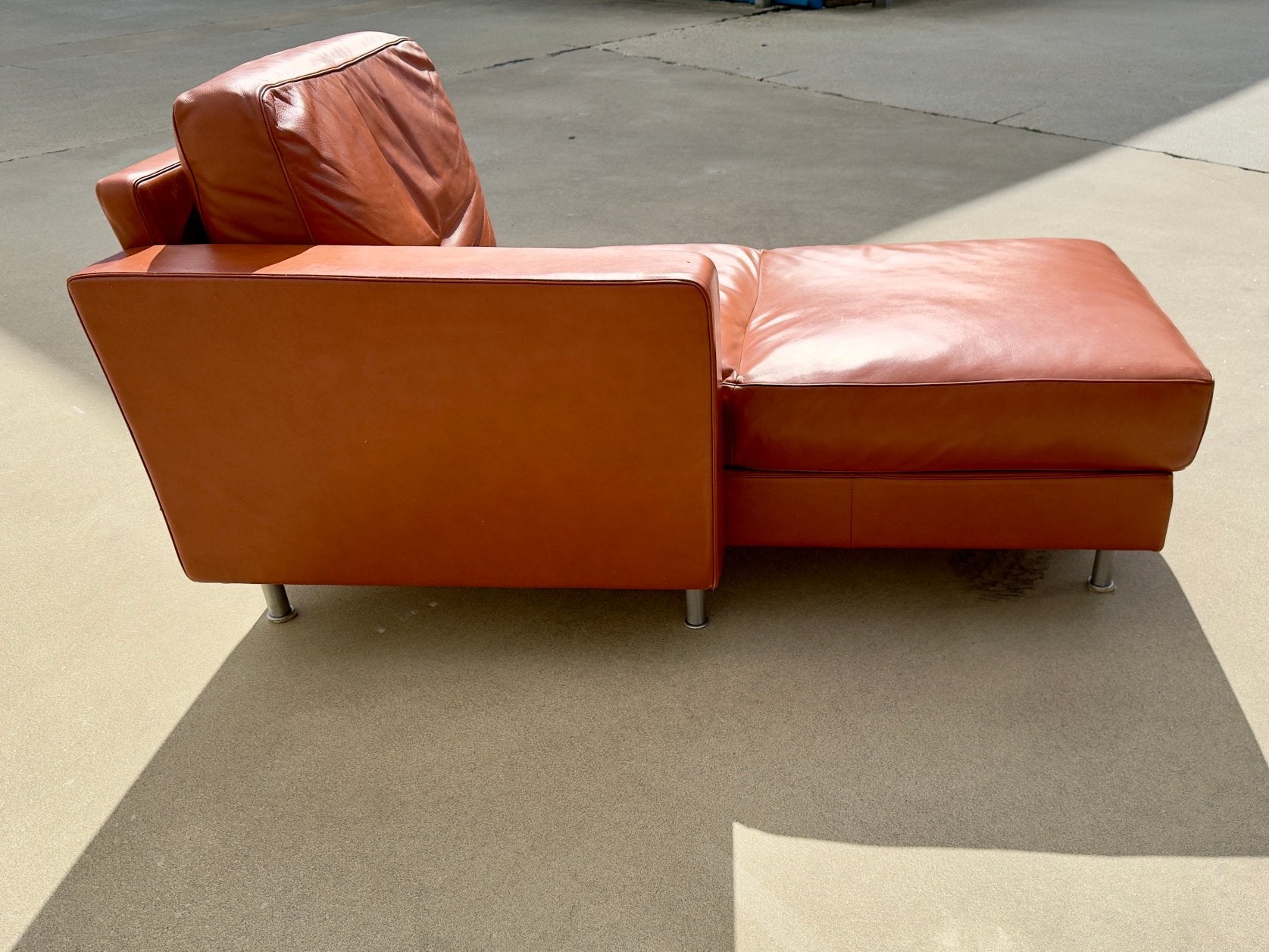 POLTRONA FRAU chaise longue cognac leer italiaans design, Huis en Inrichting, Gebruikt, Eenpersoons, |, 150 tot 200 cm