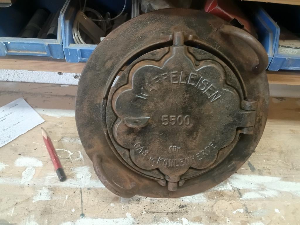 Antiek wafelijzer gietijzer, Ophalen of Verzenden
