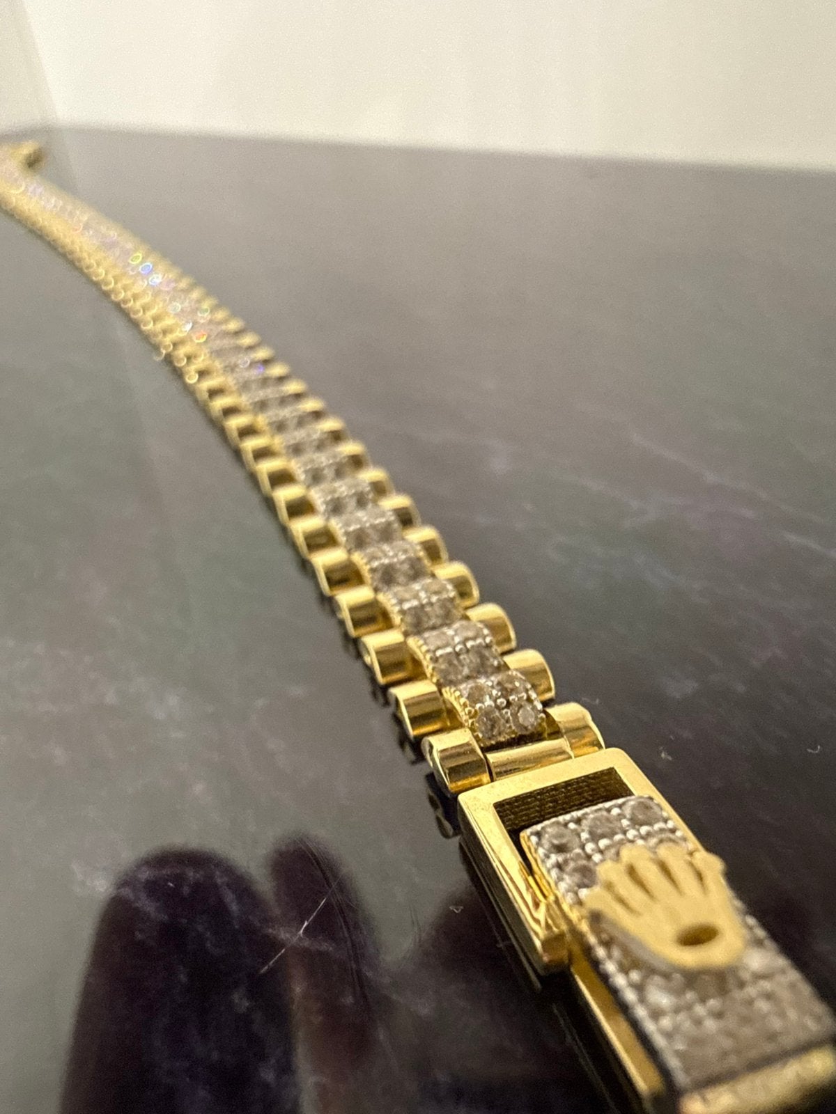 Prachtige 14 karaats gouden rolex design armband | ITALY, Ophalen of Verzenden, Nieuw, Goud