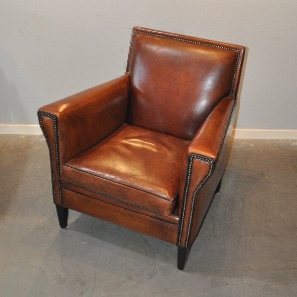 Marielle, schapenleren fauteuil in nieuwstaat., Huis en Inrichting, Fauteuils, Ophalen, Zo goed als nieuw, 50 tot 75 cm, Leer