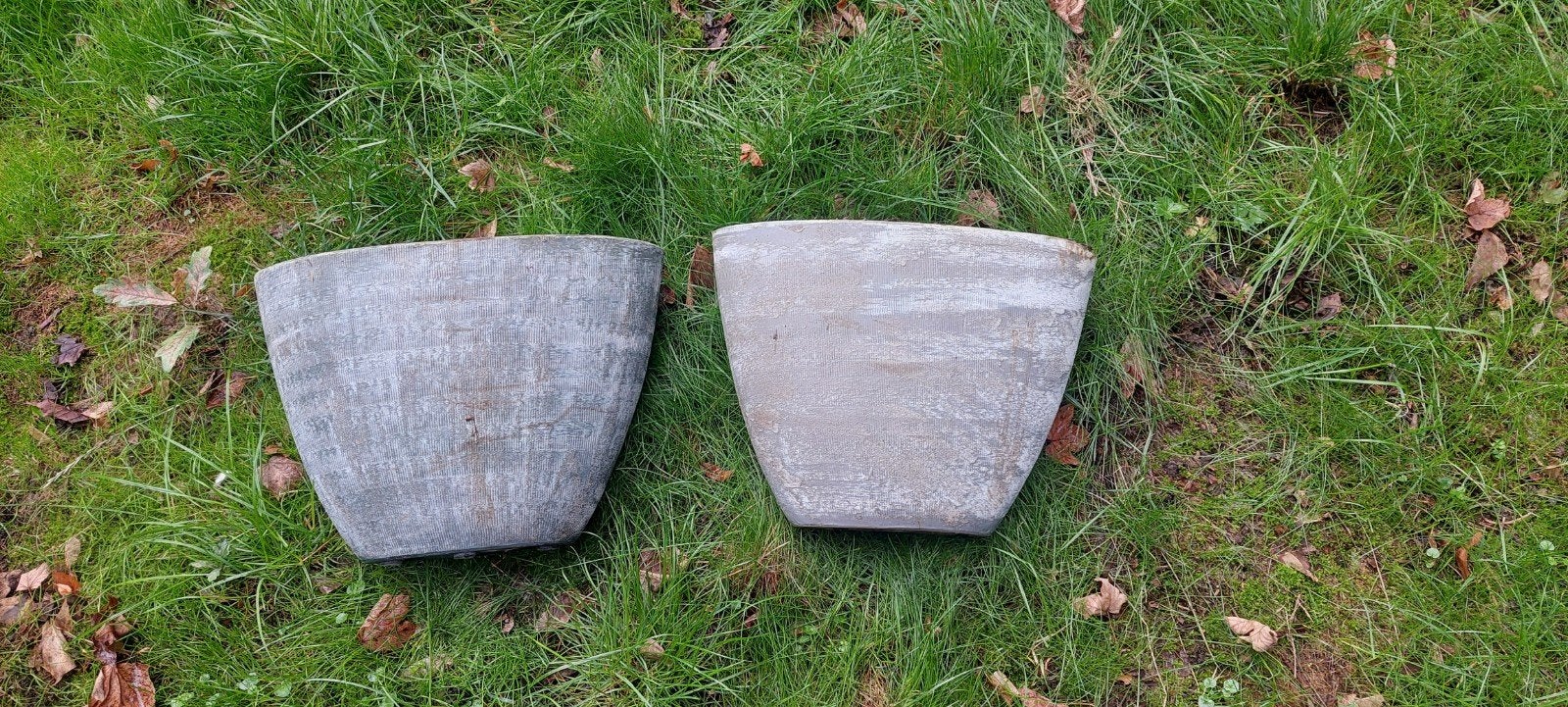 Set van 2 betonnen bloembakken - 40x18x30 cm, Ophalen, Gebruikt, Minder dan 60 cm, Binnen