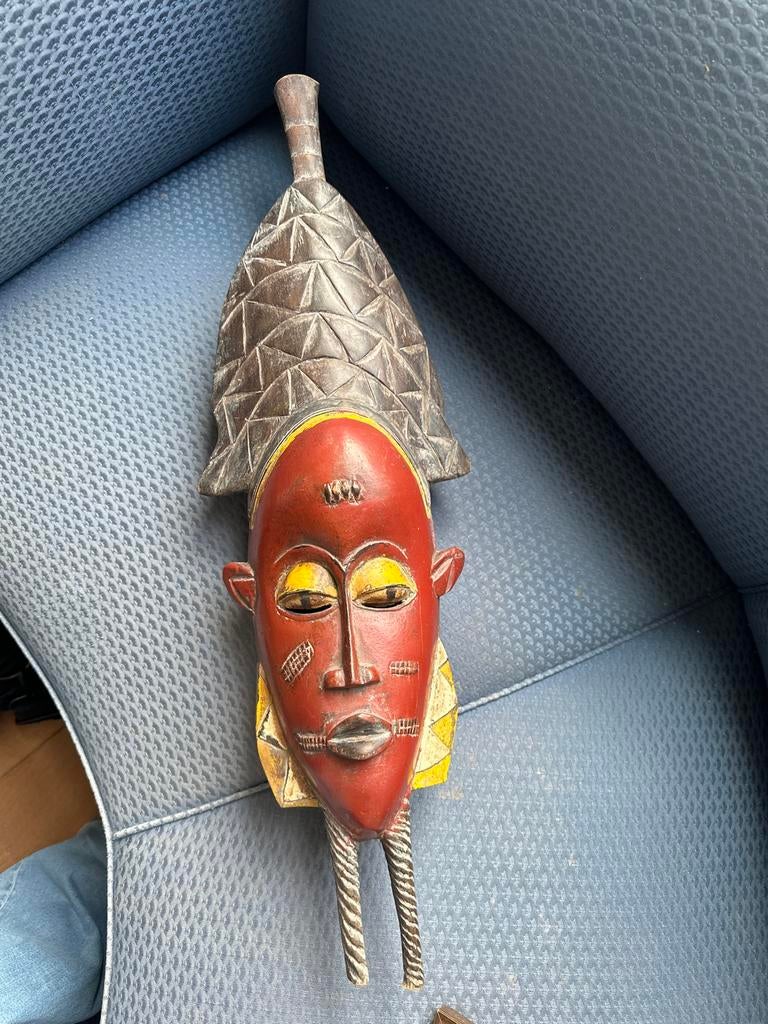 Vintage Afrikaans Masker - Handgesneden Hout, Ophalen