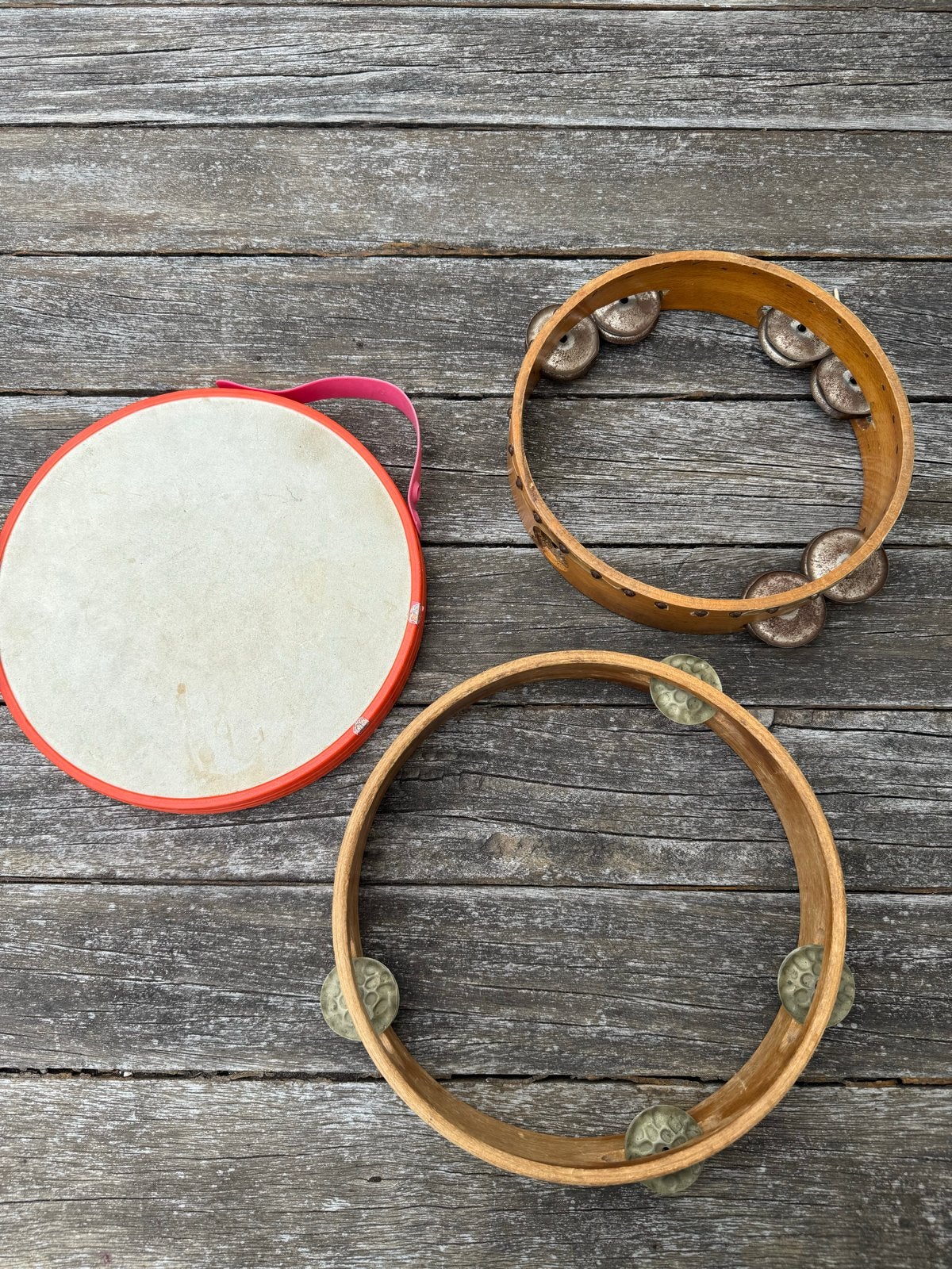 Vintage percussie set: trommel en 2 tamboerijnen, Muziek en Instrumenten, Percussie, Ophalen of Verzenden, Gebruikt, Overige soorten