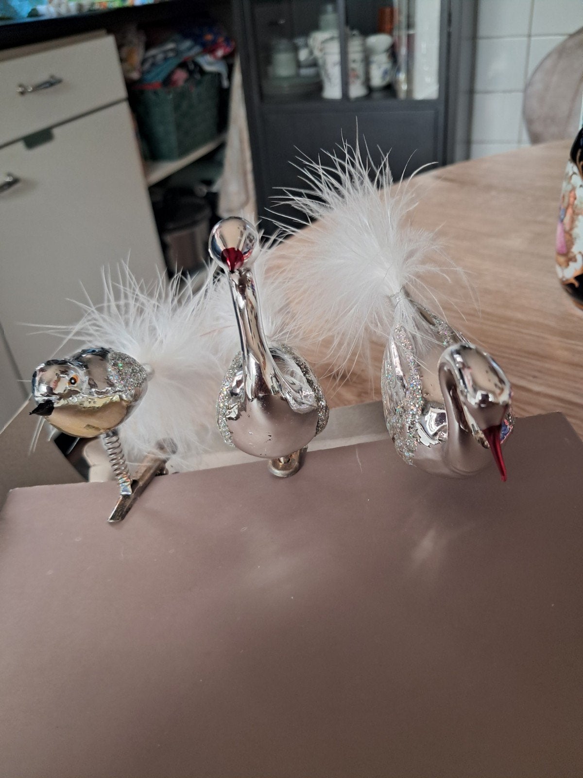 Vintage glazen vogels met veren, Ophalen