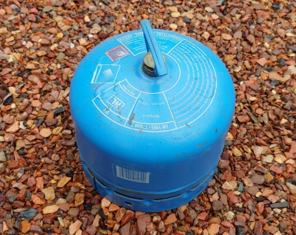 Lege Campingaz 904 gasfles, Ophalen, Gebruikt