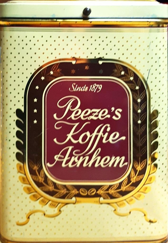 Groot vintage Peeze koffieblik (33x23x20 cm), Verzamelen, Blikken, Ophalen of Verzenden, Gebruikt, Koffie, Overige merken