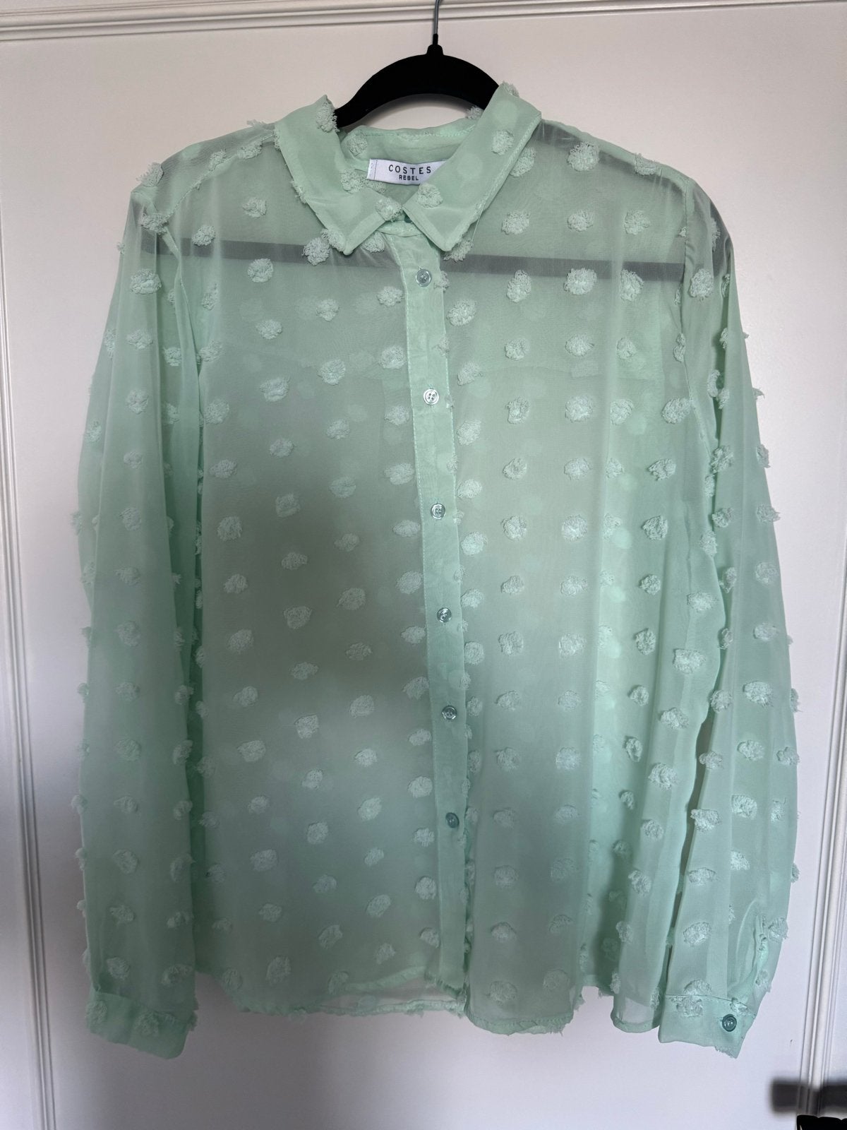 Lichtgroene blouse met structuur - Costes, Kleding | Dames, Ophalen, Zo goed als nieuw, Maat 42/44 (L), Groen