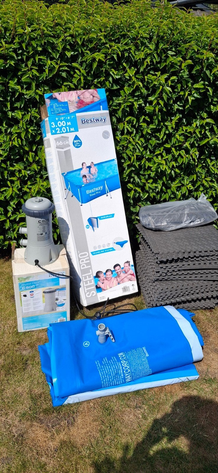 Bestway zwembad 300x201x66 cm incl filterpomp en ondermatten, Ophalen, Opzetzwembad, Rechthoekig, Minder dan 80 cm