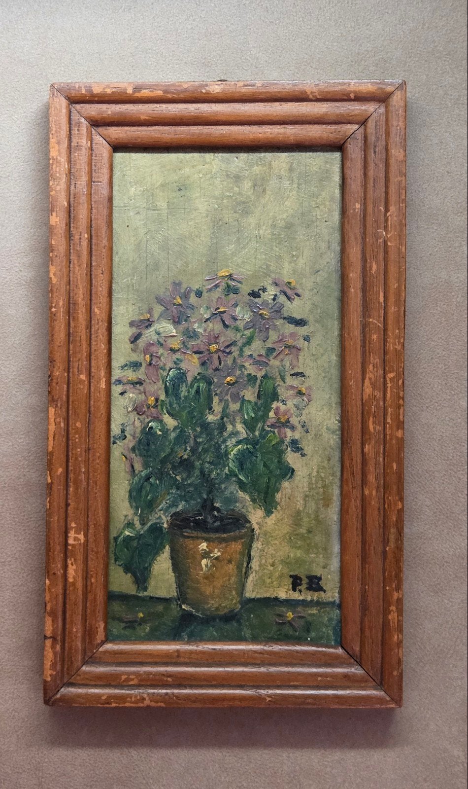 retro vintage stilleven bloemen paneel paneeltje gesigneerd!, Ophalen of Verzenden