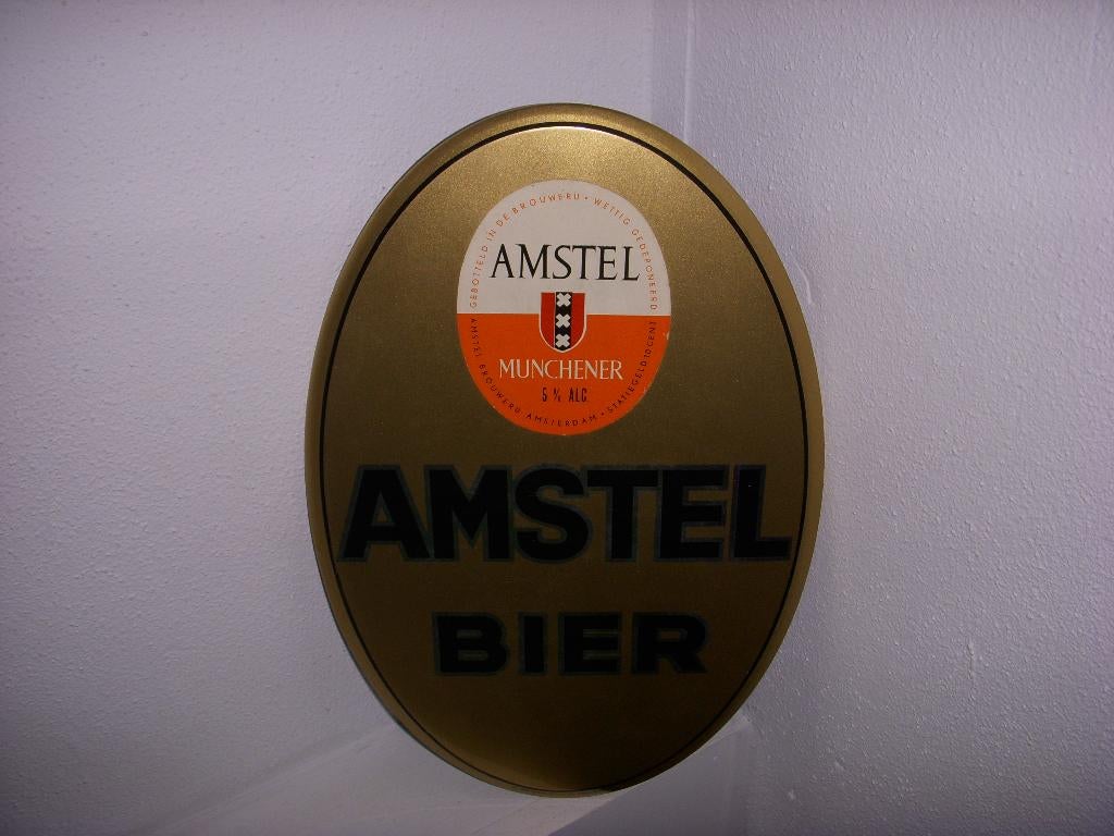 TOP reclamebord Amstel Bier glacoide prachtige staat !, Ophalen of Verzenden, Zo goed als nieuw, Reclamebord, Plaat of Schild