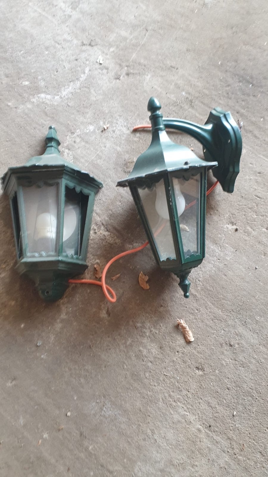 Set van 2 groene buitenlampen - Klassieke wandlampen, Ophalen, Gebruikt, Wandlamp, Netvoeding