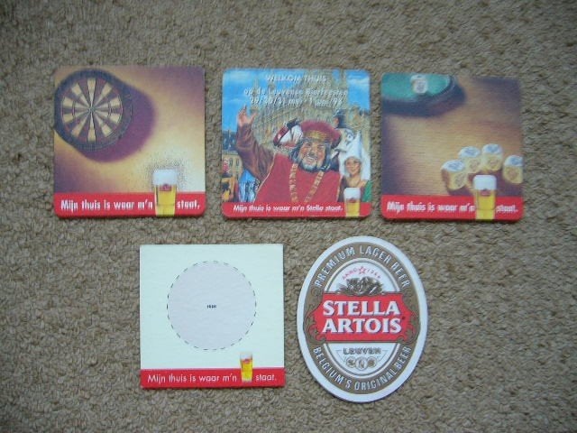 5 oude Stella Artois bierviltjes, Verzamelen, Biermerken, Ophalen of Verzenden, Viltje(s), Overige merken