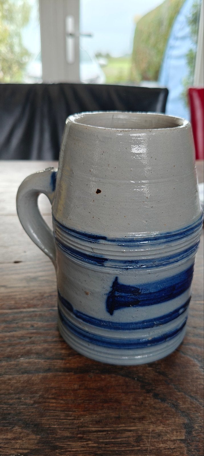 Antieke Westerwald Steengoed met Kobaltblauwe Banden, Antiek en Kunst, Ophalen of Verzenden