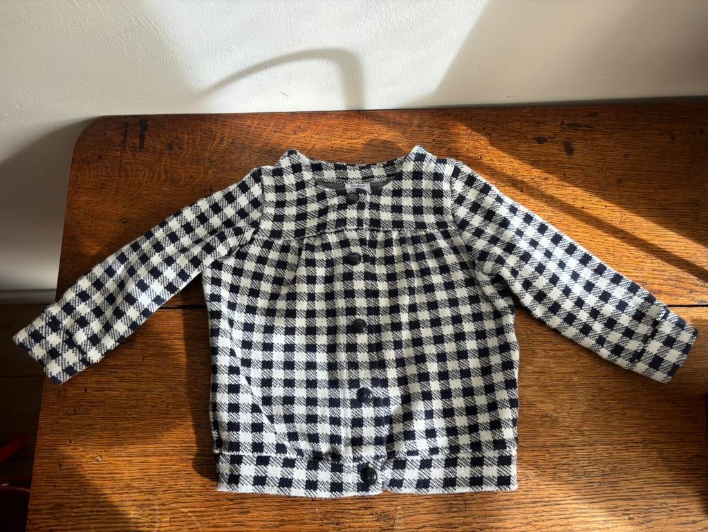 Petit Bateau vest cardigan jas 18m, 74/80 navy wit ruiten, Ophalen of Verzenden, Nieuw, Meisje, Jasje