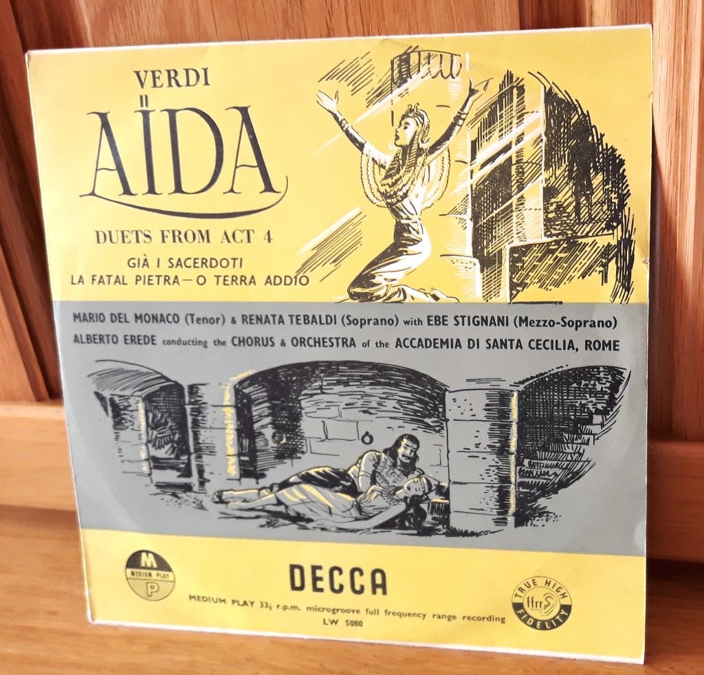 AÏDA - Duets From Act 4 - Renata Tebaldi, Mario del Monaco, 10 inch, Verdi, Opera of Operette, Ophalen of Verzenden