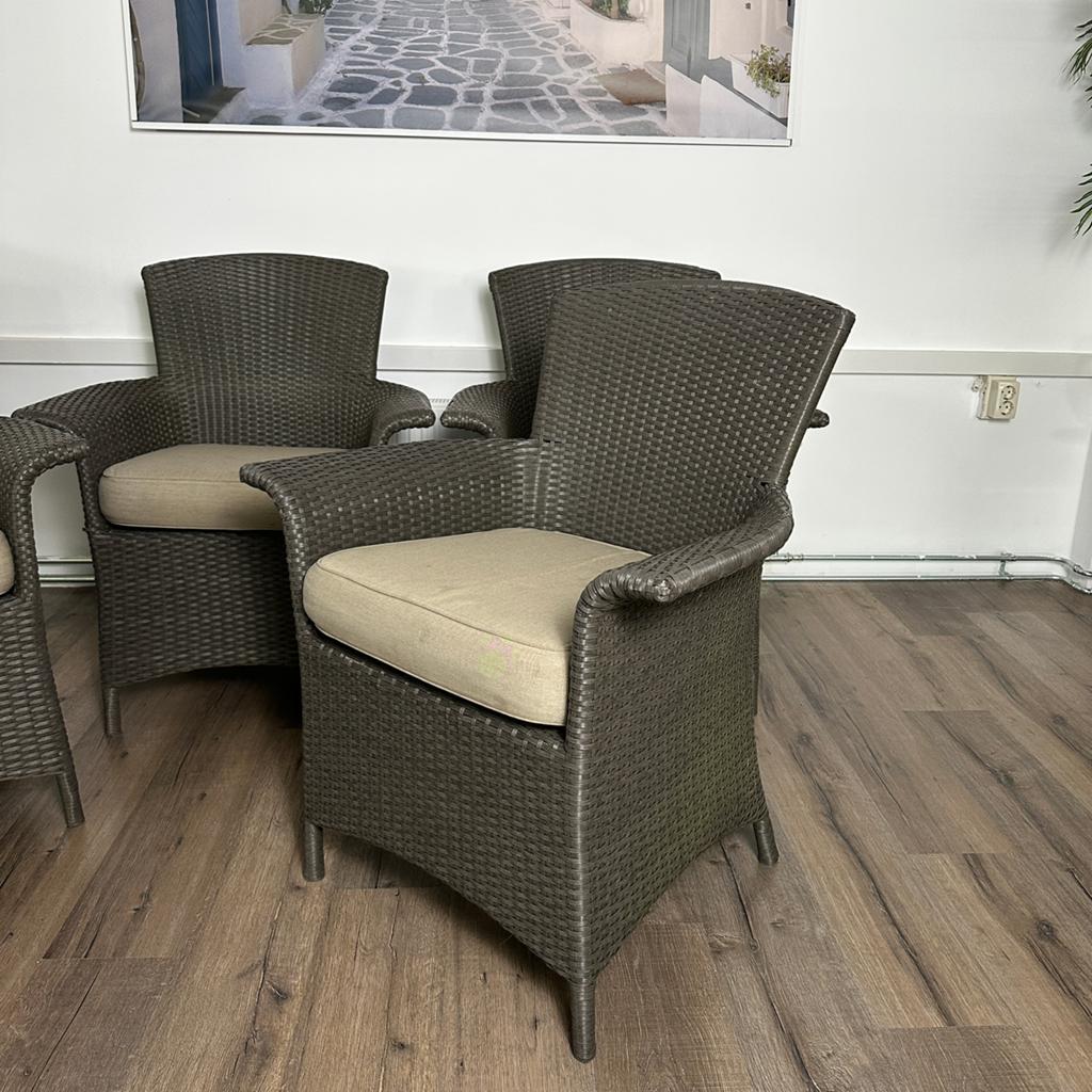 4 wicker tuinstoelen incl. kussens – comfortabele stoelen, Gebruikt, Verzenden, ., .